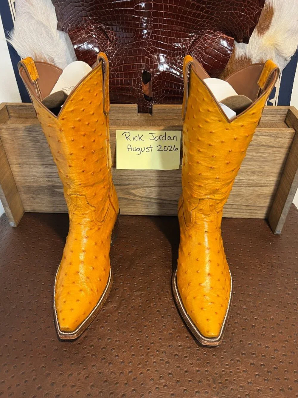 Full Custom Butter Scotch Full Quill Ostrich Cowboy Boots in Men's Size 11D